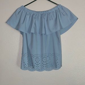 Baby blue off the shoulder blouse